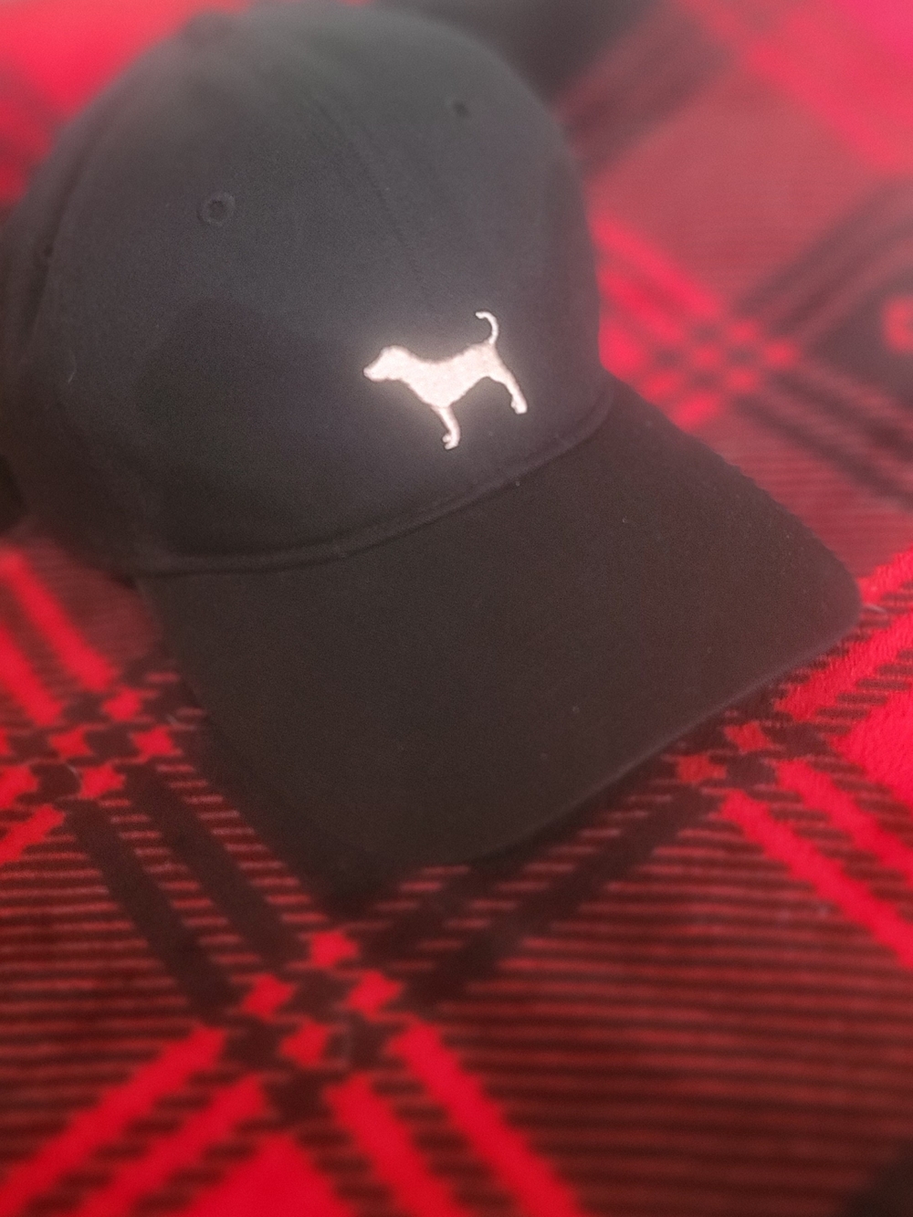 PINK Victoria's Secret Black Hat with Pink Dog Emblem OSFM - Picture 3 of 5